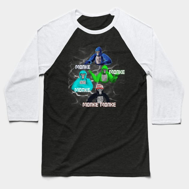 Gorilla Tag Monke Monke VR Gamer Baseball T-Shirt by gts